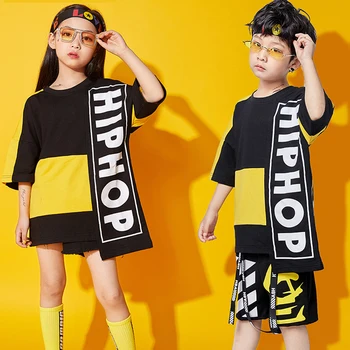 

Kids Hip Hop Dance Costumes Boys And Girls Jazz Dance Clothing Children Performance Street Stage Dance Costume Suit Wear BL1270