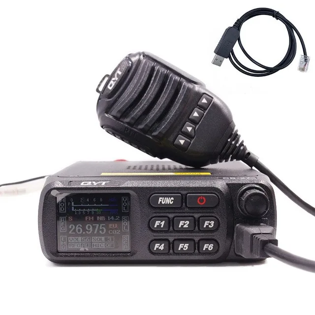 QYT CB-27 CB радио 26,965-27,405 МГц AM/FM 12/24V 4 W ЖК-дисплей Экран shortware Citizen Band мульти-нормы Ham Мобильная радиостанция CB сертификатом от сертификационной 27 - Цвет: add Program cable