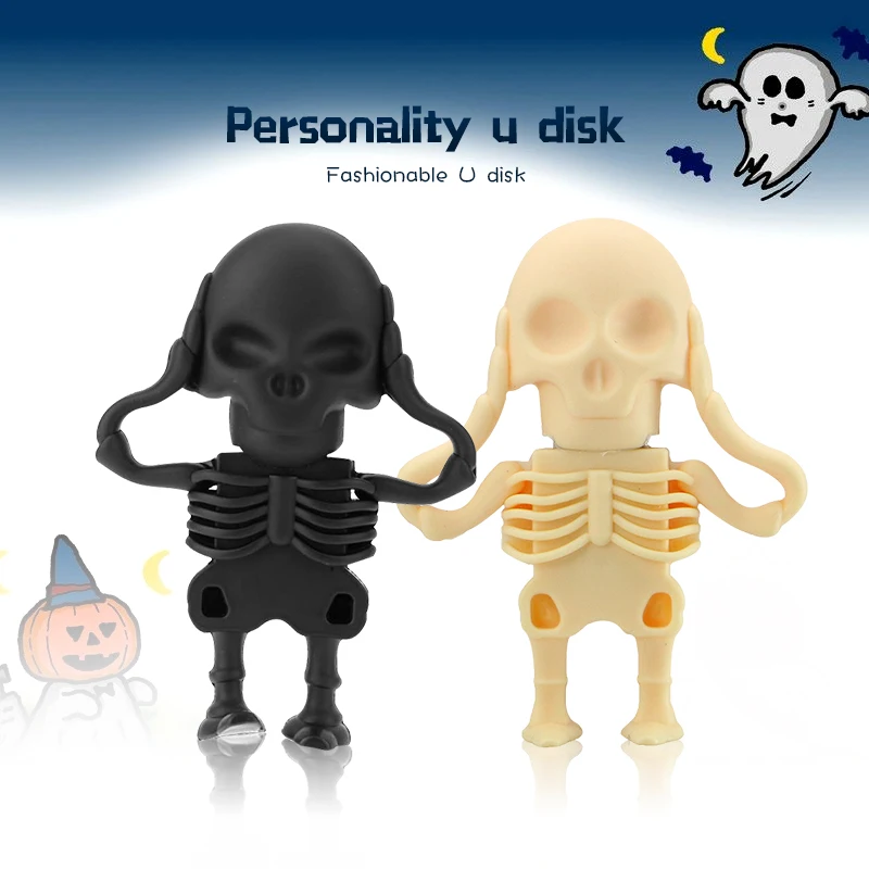 

Hot Sale Usb Flash Drive 128gb Halloween skull Pen Drive 2.0 memory usb stick 8gb 16gb 32gb Wholesale drive flash 64 gb U disk