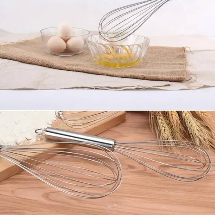 8/10/12 Inches Stainless Steel Egg Stirring Whisk Manual Egg Beater Mixer Kitchen Baking Utensil Cream Butter Whisk FPing