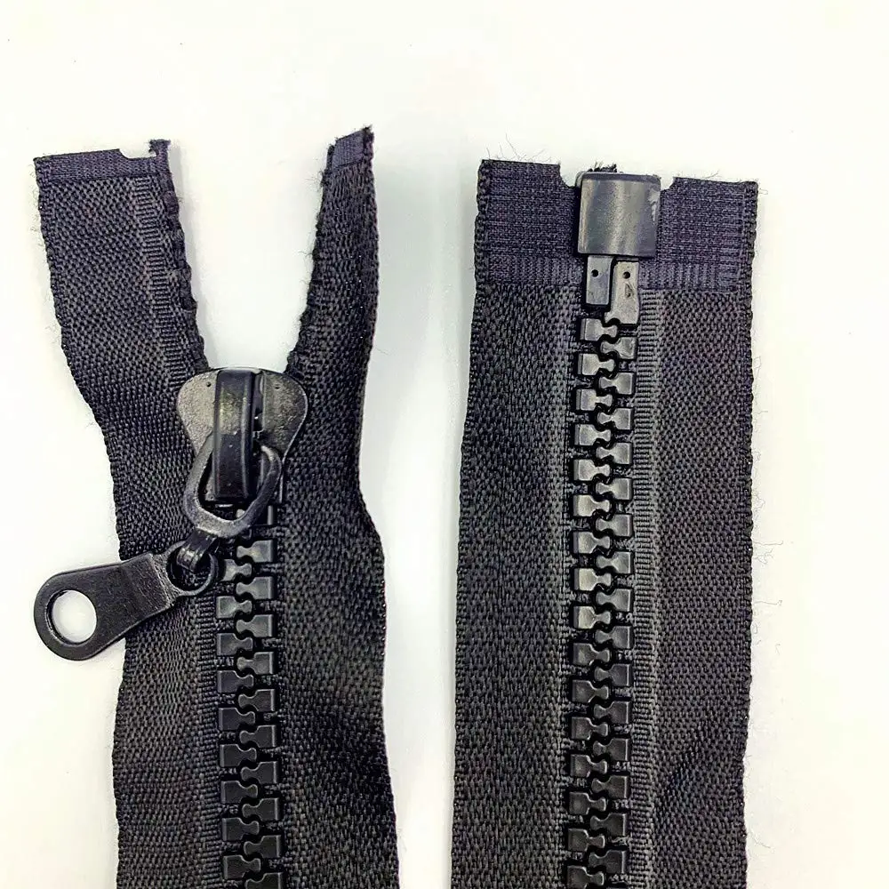 

10# 2PCS ( 27.5-47 Inch )Bulk Separating Resin Jacket Zippers for Sewing Coats Jacket Zipper Black Molded Plastic Zippers