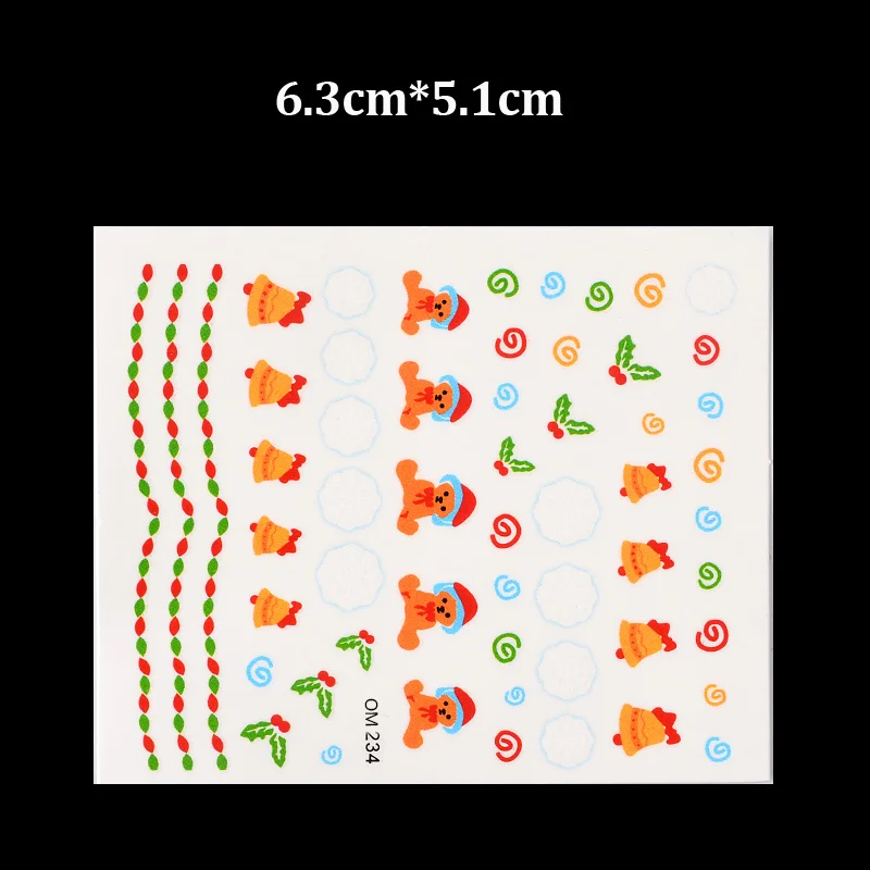 45 шт очаровательные рождественские переводные наклейки для ногтей, наклейки снежинка, колокольчики, смешанный дизайн, печать, украшения для ногтей