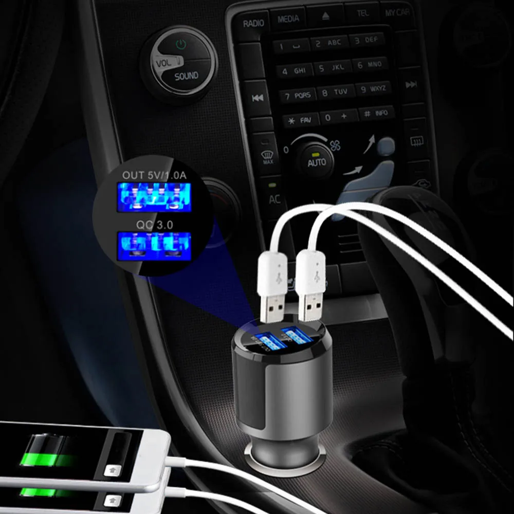 Автомобильный увлажнитель воздуха освежитель 2USB быстрая зарядка прикуриватель