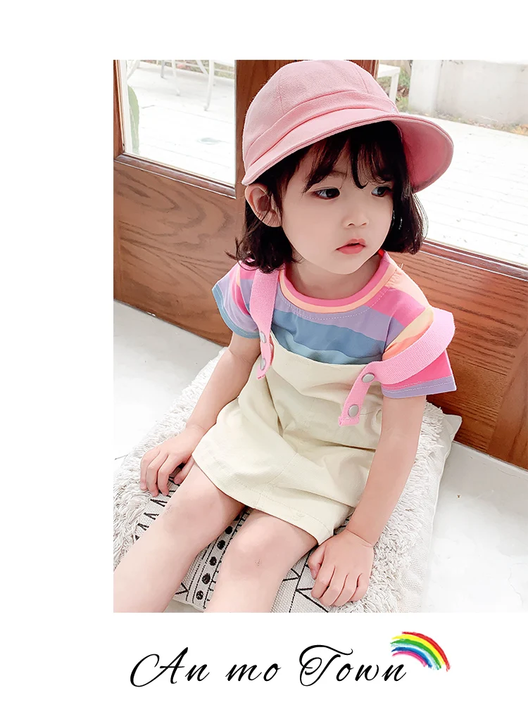 Rainbow strap dress For girls_07
