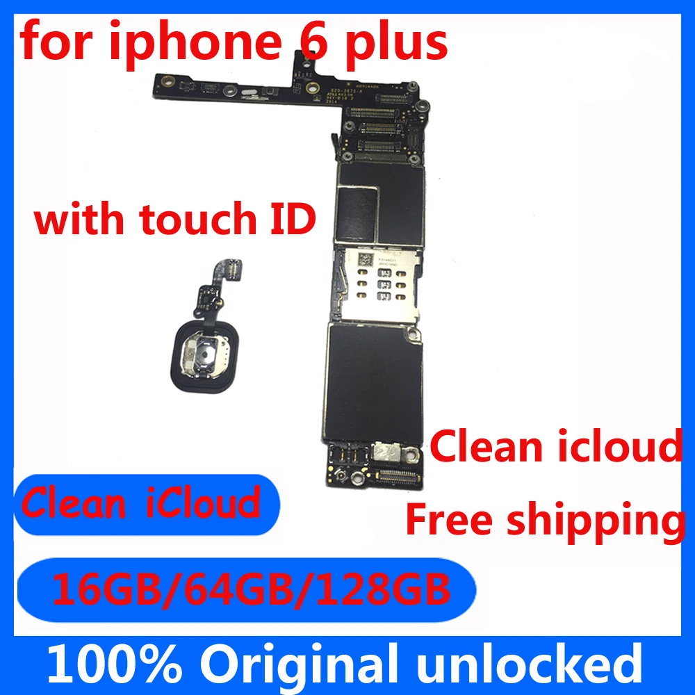 16 Гб 64 128 ГБ для iphone 6plus 6p Бесплатный icloud материнская плата с системой IOS с/без touch ID