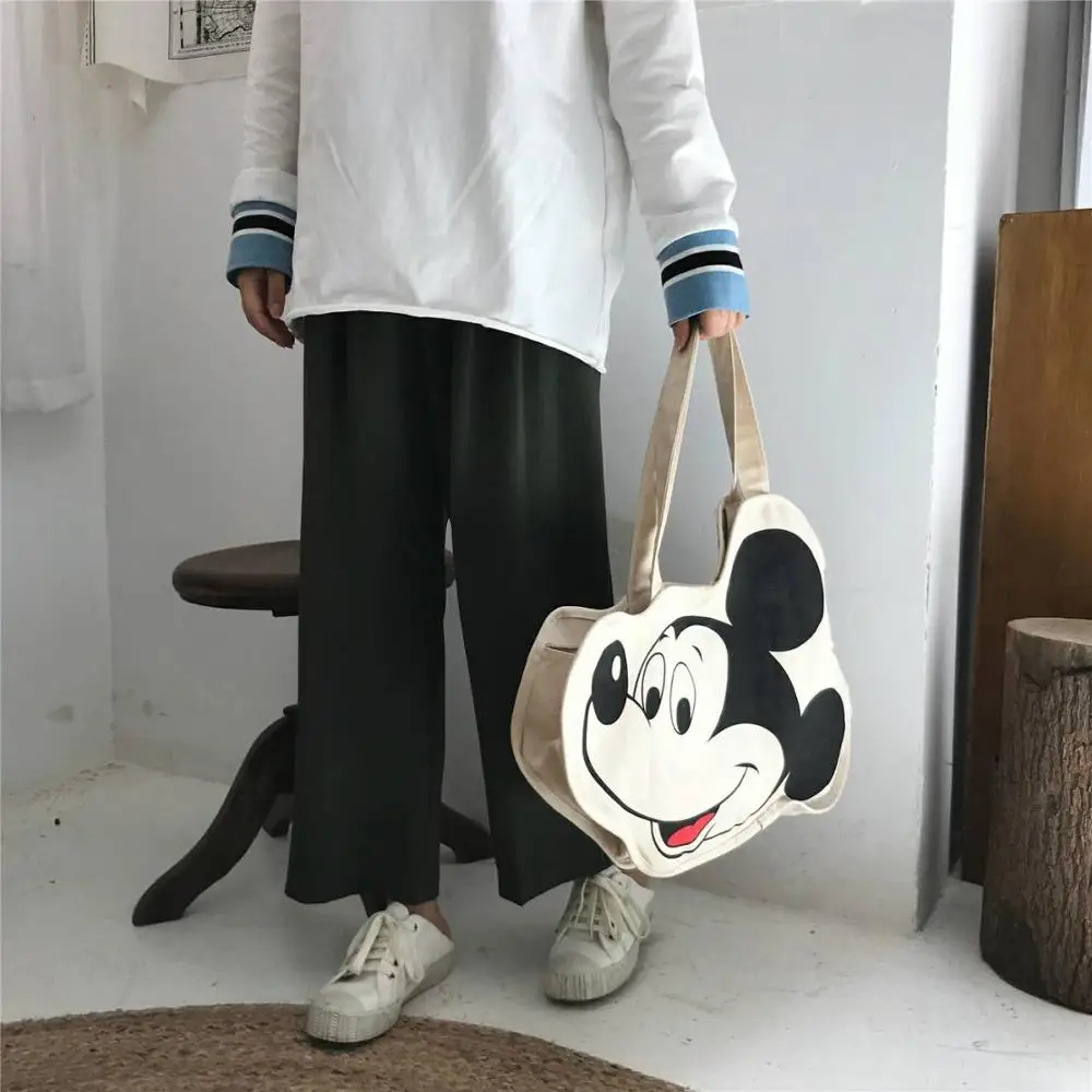 

Disney Mickey mouse plush backpack bag cartoon lady canvas bag shoulder girl handbag women Donald Duck bag doll High capacity