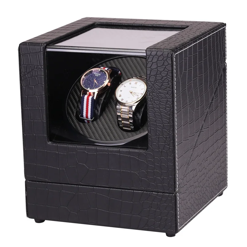

LISM Wooden Auto Watch Winder Irregular Shape Transparent Cover Wristwatch Box with EU/US Plug Luxury 2 Box Automatic Watch