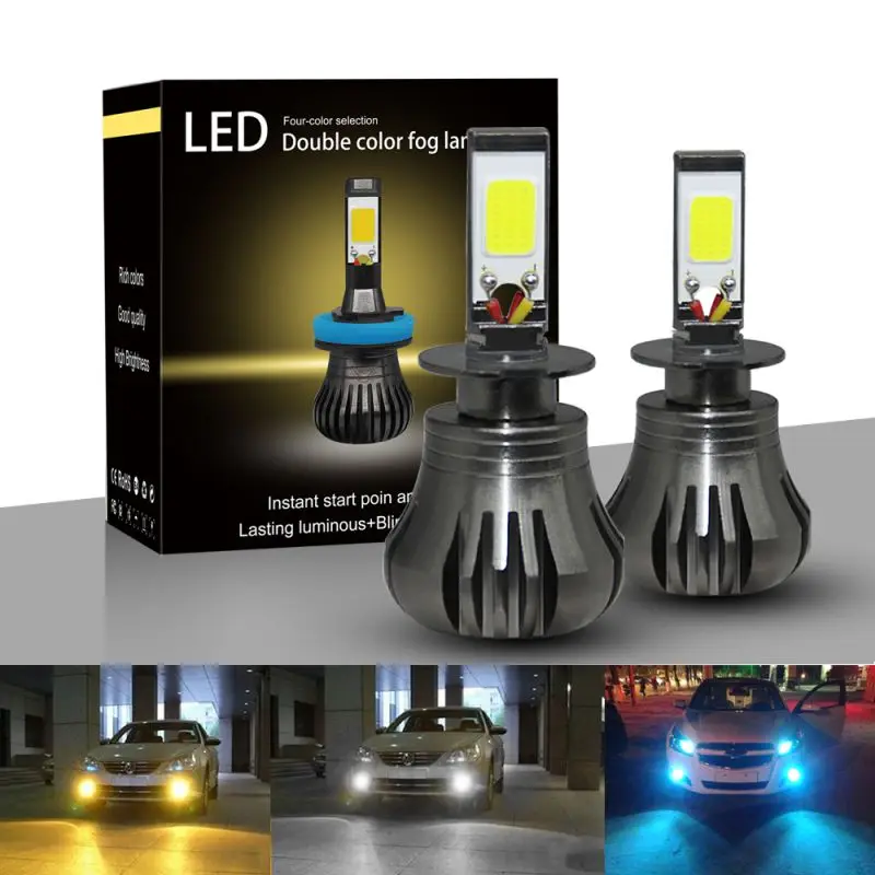 

2pcs H8 H11 H9 LED Fog Lights Bulbs White Yellow 6000K Flash Car Lights Car Trunk SUV RV HID Headlight Car Styling