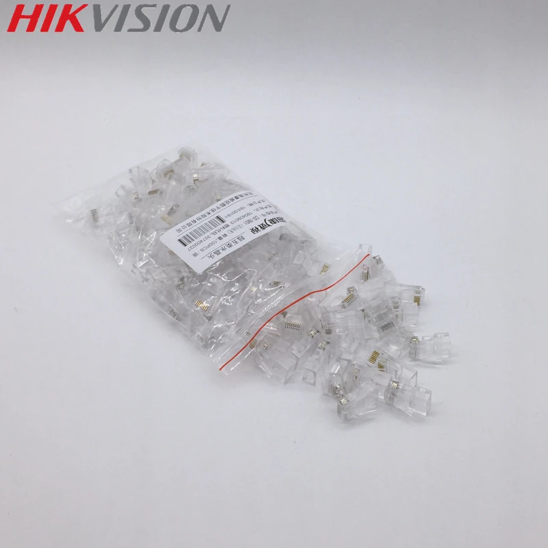 HIKVISION оригинальный UTP CAT6 RJ45 разъем DS-1M02 Кристалл 100 шт./кор. для ip-камер сети RJ45 оптовая продажа