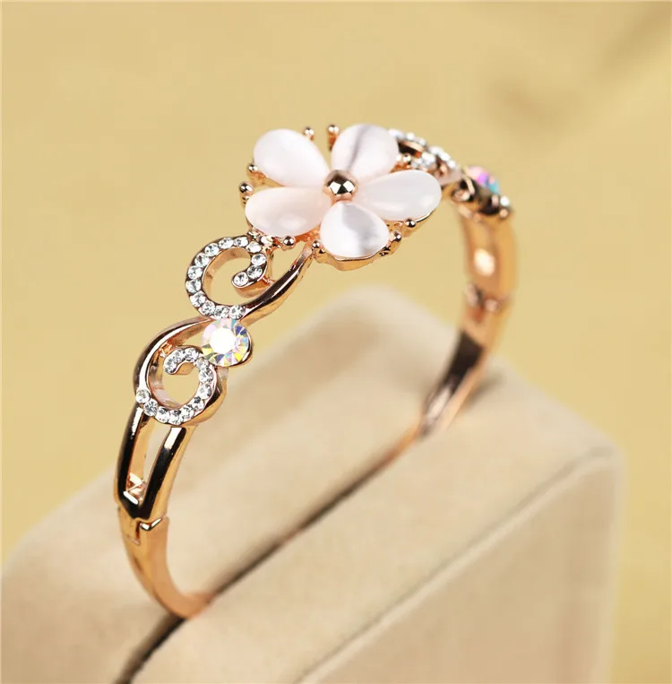 Trendy White Opal Bracelet Clear Crystal Ol Simple Rose Trendy White Opal Bracelet Clear Crystal Ol Simple Rose Gold Link Chain Pulsera Pulseira Free Shipping In Cuff Bracelets From