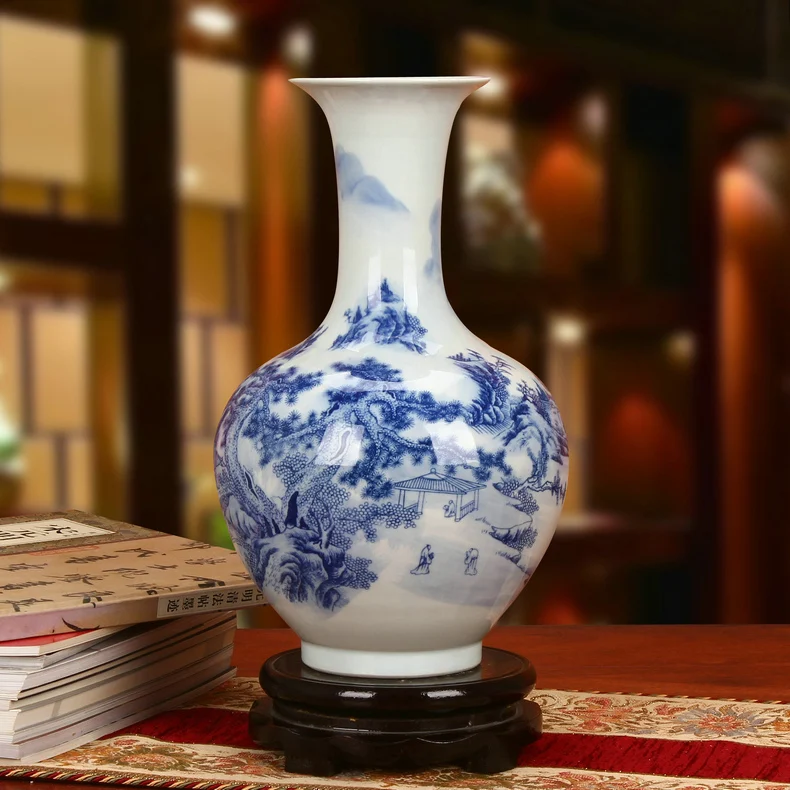 Jingdezhen Ceramics vase Classical Landscapes Blue And White Porcelain