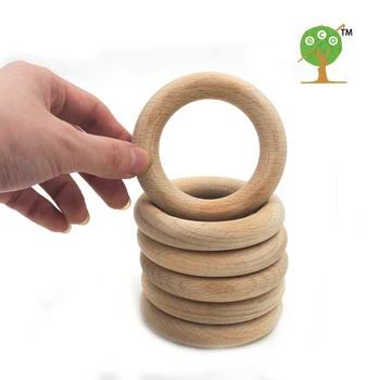 70mm DIY Natural beech Ring Teething Ring round beech Wood rings teether toys for baby smooth 2.75 inch 10pcs WC051