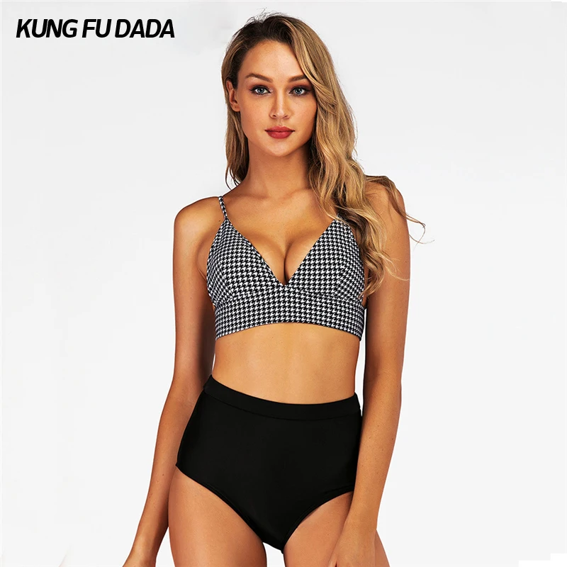 

KFDD Sexy Fashion Women Push Up Beach Bikini Summer Print 2 Pieces Bikini Set High Waist Swimwear String Bathing Suit Plus Size