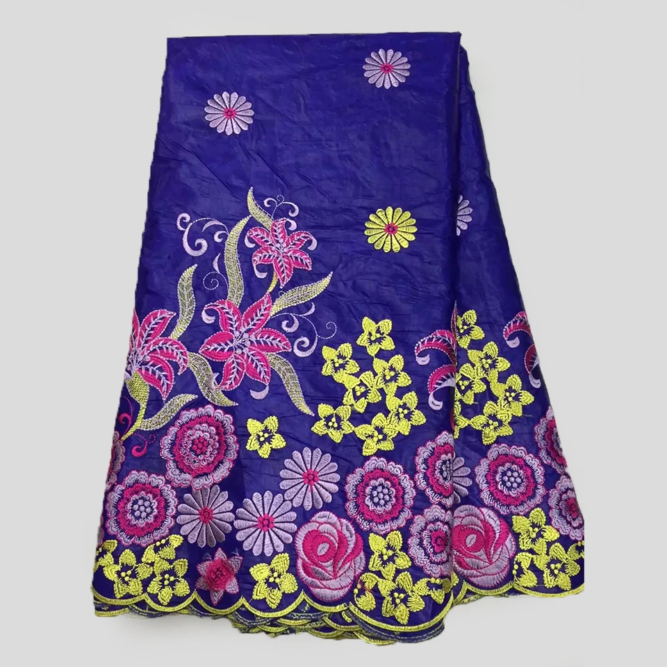 LYBZ 2 4 New arrive Royal Blue embroidery BASIN fabric,Floral design