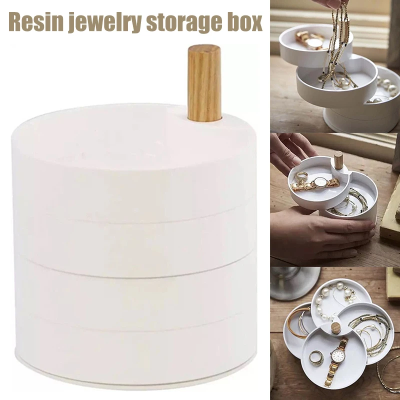 

Little Jewelry Storage Box Organizer Rotating Four-Layer for Necklace Earrings Rings Bracelets KQS8