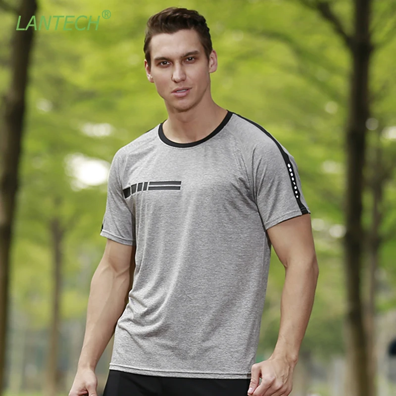 

LANTECH Men Shirt Summer Short Sleeve Fashion Casual Tops Shirts Jogger Fitness Exercise Breathable Quick Dry