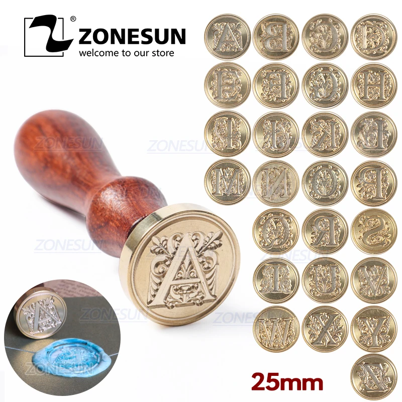 

ZONESUN Letter Envelope Sealing Wax Copper Seal Stamp Art Decorative Sealing Wax Seal Stamp Wood Handle Wedding Post Gifts