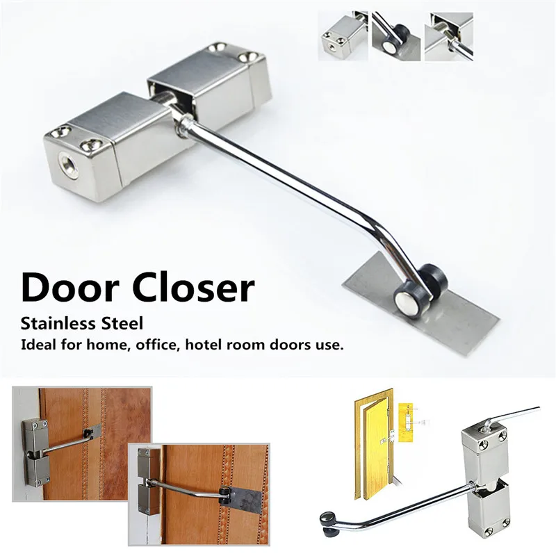 

Auto Door Closer + 4 Screws + Inner Hexagon Wrench Fully Adjustable Suitable For Door Weight For 20-40kg Home Office Hotel Doors