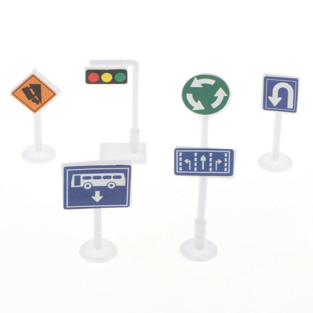 56 pieces Kids Block Street Traffic Signs Kid Children's Educational Toy for Traffic Knowledge Learning Car & Train Playset Gift