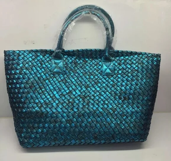 Модные женские сумки-тоут из кожи змеи, сумочки из искусственной кожи, большие сумки на плечо для леди с небольшим мешком - Цвет: sky blue