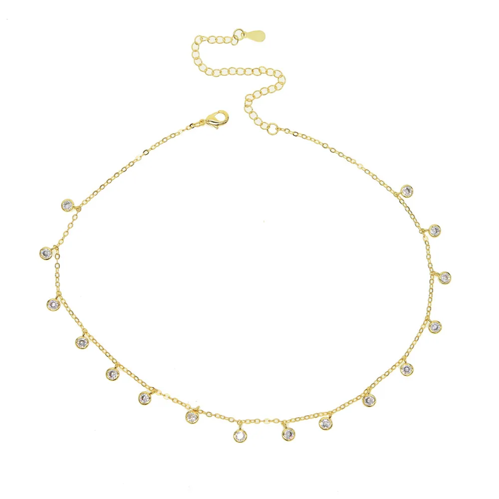 Ювелирные изделия, новая мода, трендовая цепочка, круглые бусины, звено, колье, ожерелье, ювелирные изделия для женщин, банкетный круг, Кристальное ожерелье с кулоном