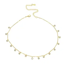 Ювелирные изделия, новая мода, трендовая цепочка, круглые бусины, звено, колье, ожерелье, ювелирные изделия для женщин, банкетный круг, Кристальное ожерелье с кулоном