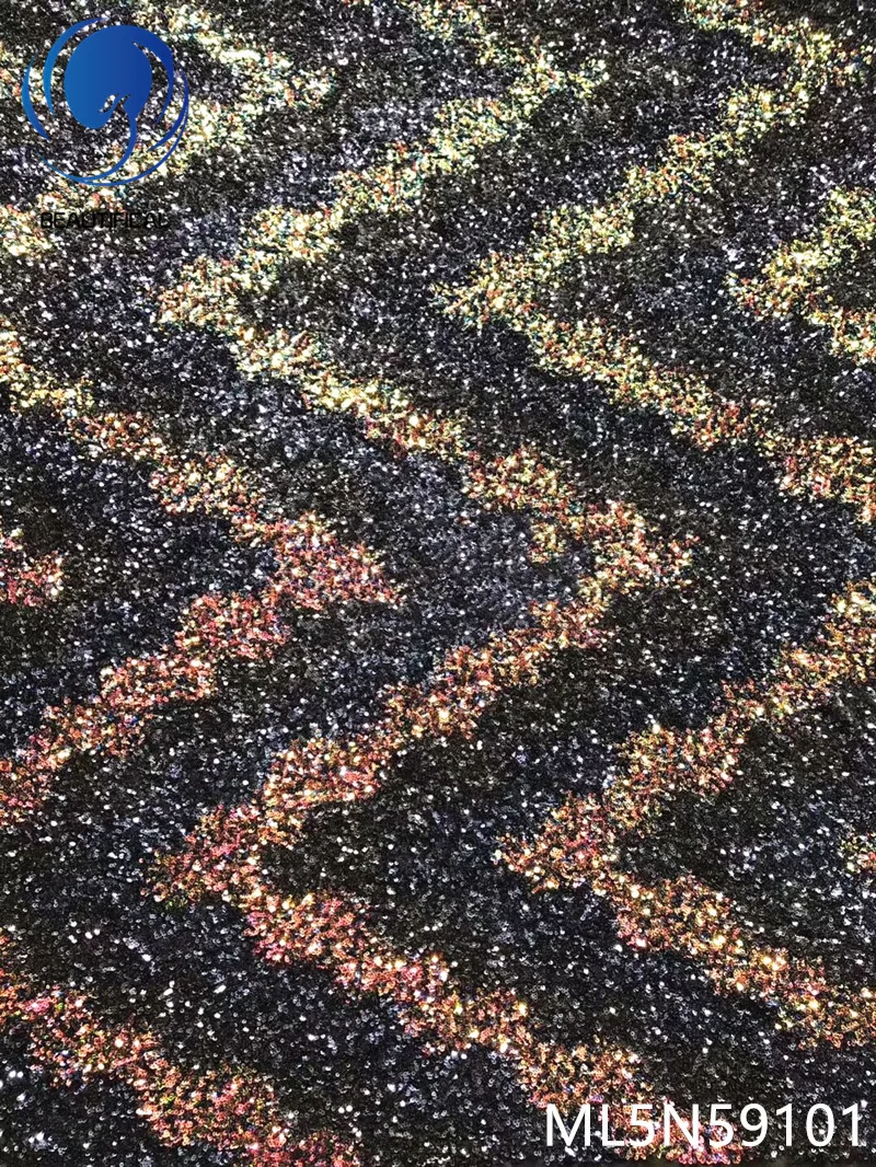 

Beautifical african lace fabrics Lstest style nigerian net lace sequins fabric 5yards embroidery sequins lace fabrics ML5N591