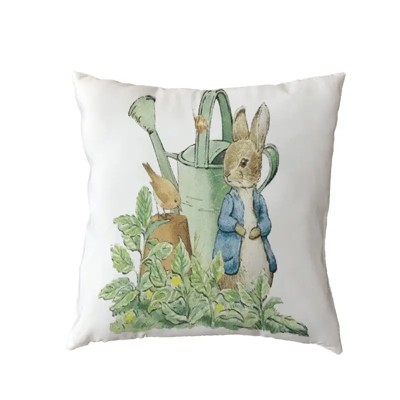 Наволочка для подушек с рисунком кролика Питера, полиэстер, персиковая кожа, квадратная наволочка, морковь, Бабочка, дерево, принт, домашний диван, украшение для стула - Цвет: 9