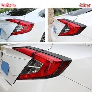 

Fit For Honda Civic 10th 2016 2017 Carbon Fiber Style Car Rear Tail Light Lamp Trim Styling Strips Bezel Mouldings ABS