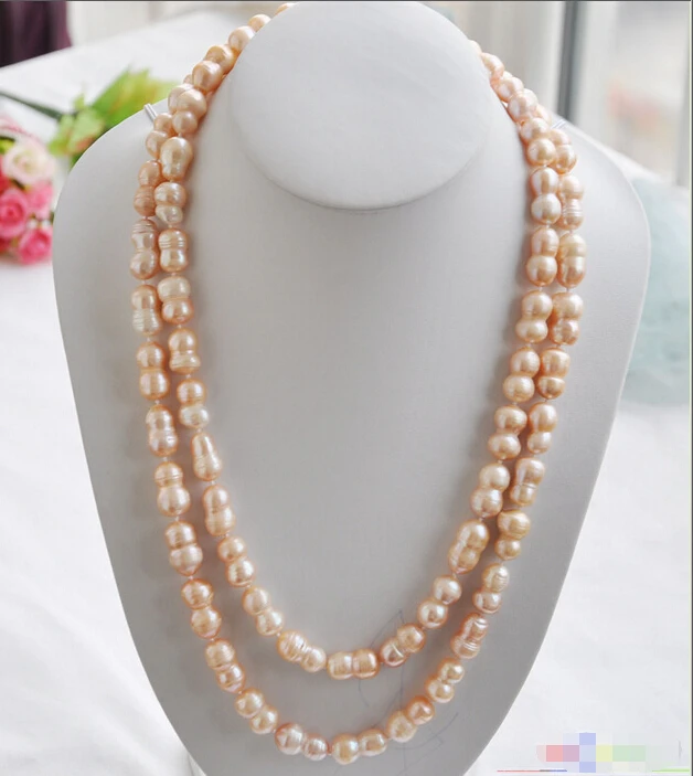 

FREE SHIPPING>>>@ P4260 50" 20mm PINK peanut DOUBLE BAROQUE FRESHWATER PEARL NECKLACE ^^^@^Noble style Natural Fine jewe hot new