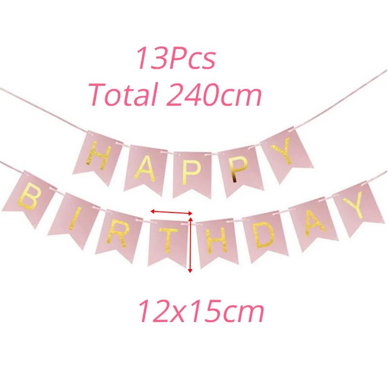 WEIGAO первый день рождения баннер гирлянды один год первый день рождения Девушка Вечерние шары 1-й день рождения поставки Декор-баннер - Цвет: 13pcs flags 1
