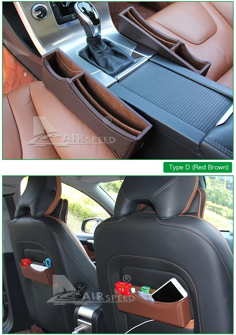 Leather Car Seat Crevice Storage Box Gap Organizer for Volvo XC90 S60 V70 XC60 S80 V50 V40 XC70 S40 Car Accessories  (11)