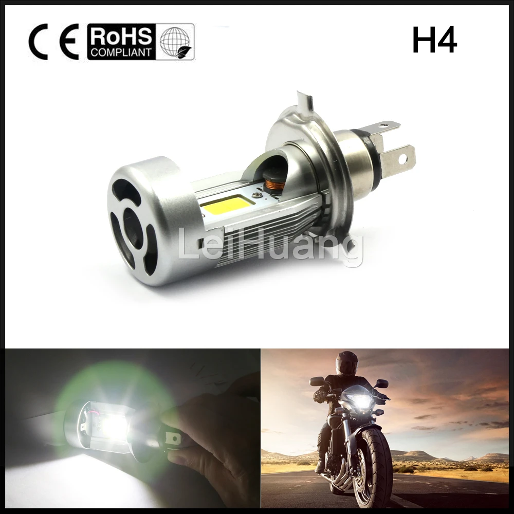1pcs Motorcycle LED Headlight H4 hi lo 20W*2 2000LM*2 HS1 COB ATV Head lamp 6500K White Standard High Low DC12V 1pcs Motorcycle LED Headlight H4 hi lo 20W*2 2000LM*2 HS1 COB ATV Head lamp 6500K White Standard High Low DC12V
