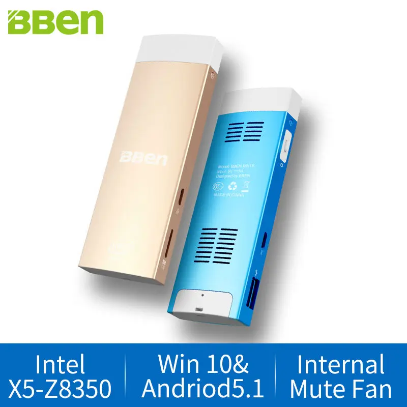

BBen Intel Mini PC Windows 10 & Android 5.1 Intel Z8350 Quad Core 2GB RAM 32GB ROM HDMI USB3.0 Micro USB2.0 PC Mini Computer