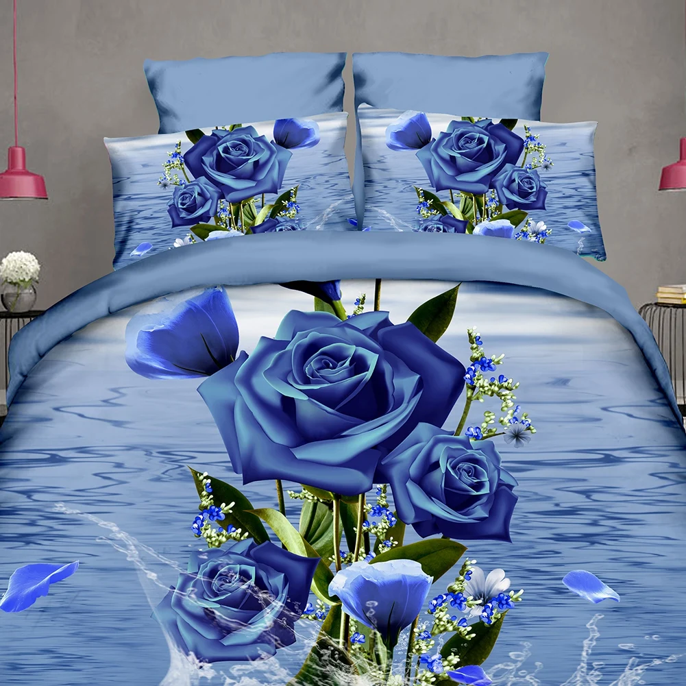 

HD 3D DUVET QUILT COVER PILLOW CASES BEDDING SET FLORAL PRINTING TWIN/QUEEN for Home decor travel Cloth soft skin