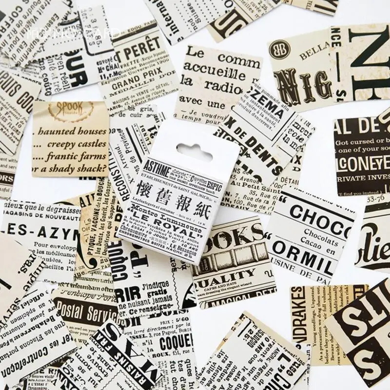 

45 PCS/lot DIY Vintage Retro English Newspaper sticker Planner Sticker Scrapbooking Diary Sticker For Kids Children Stationary