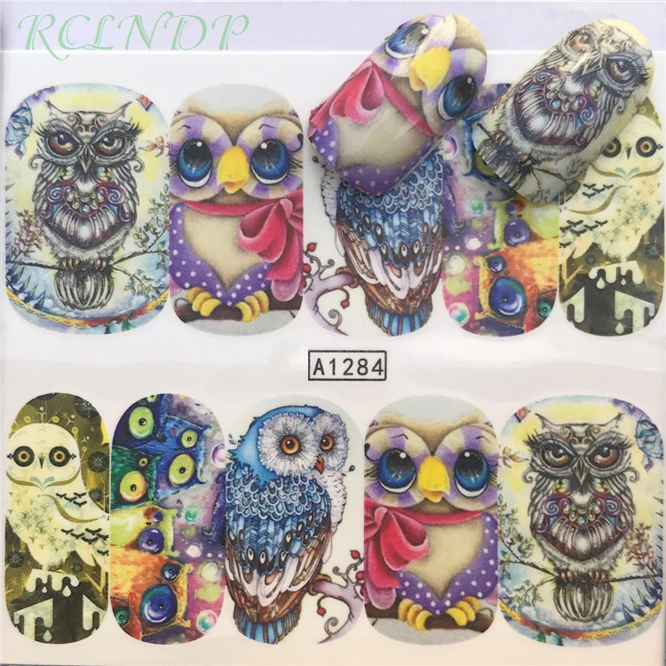 

Nail sticker art decoration slider Owl Cat Animal adhesive design Water decals manicure lacquer accessoires foil