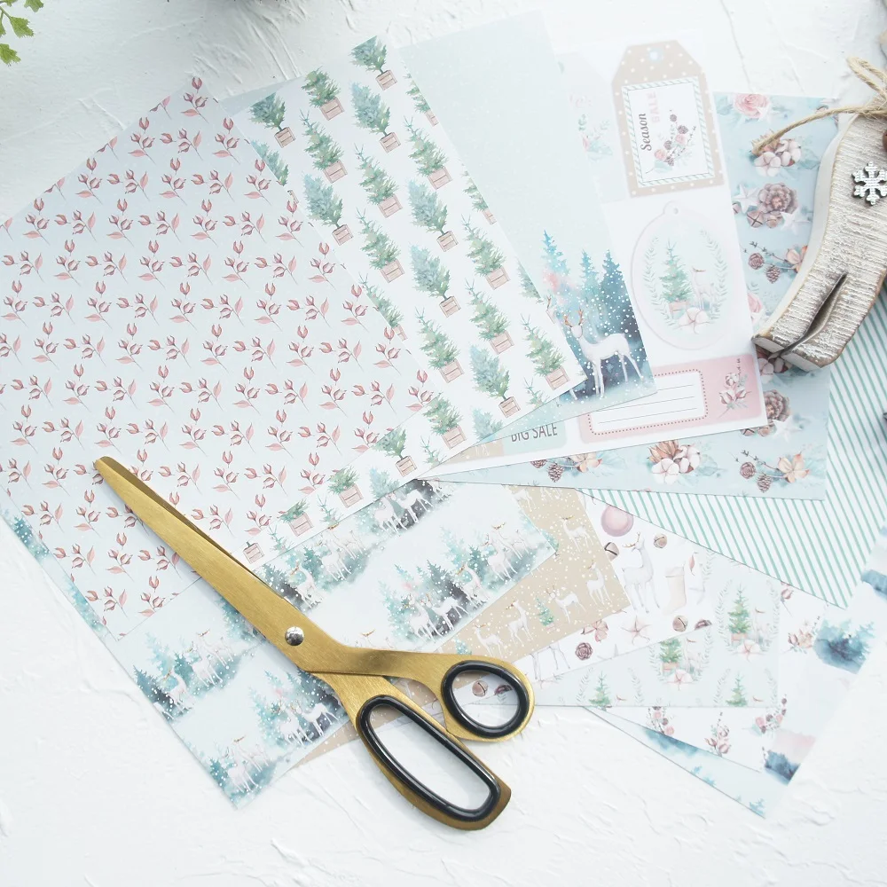 

24 sheets DIY 12 style 15.2*15.2cm winter Pine pinecone theme craft paper as scrapbooking creative paper DIY handmade gift use