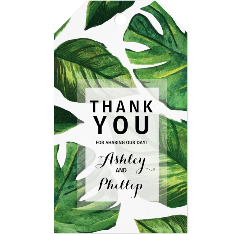 

Personalized Wedding Thank You Tags Favor Gift Bag Box Tags Tropical Favor Tag