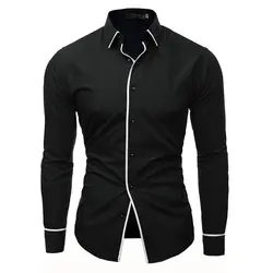 Для мужчин 2018 брендовая мужская рубашка с длинными рукавами Повседневное одноцветное мульти-кнопка хит Цвет Slim Fit рубашки мужская одежда