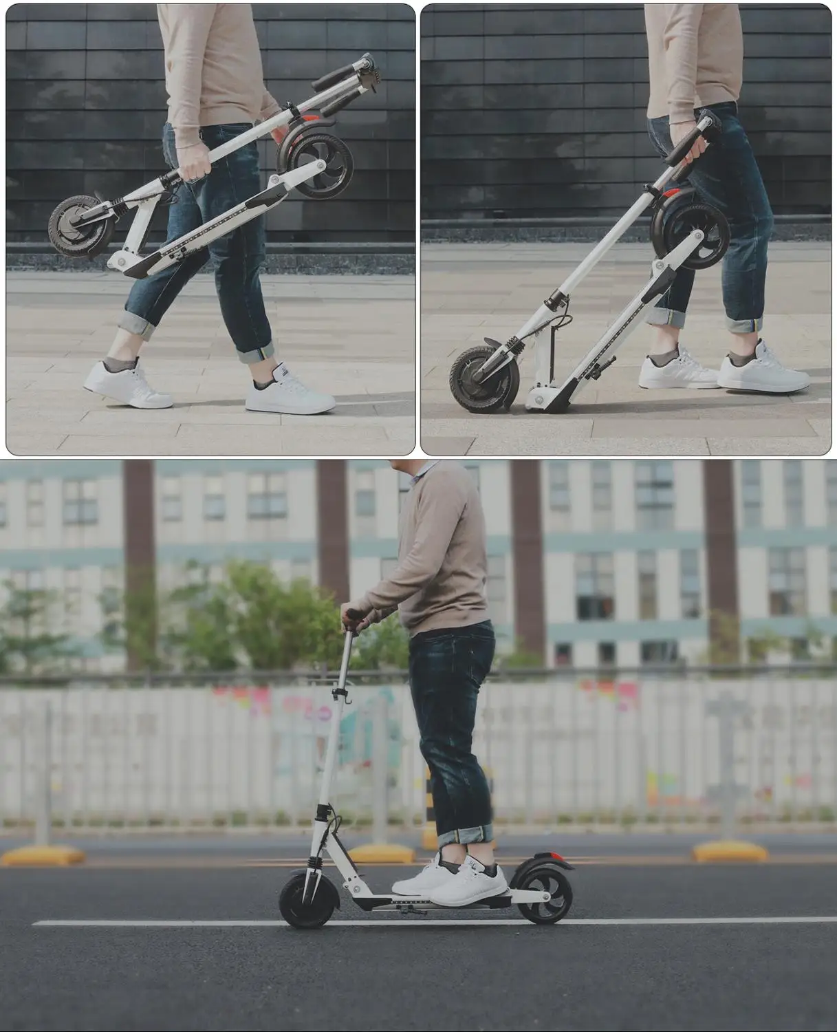 Discount SUPERTEFF EW4 Pro folding kugoo App electric scooter  8 inch tires  LED light e scooter with Bluetooth music 36V 350W 2