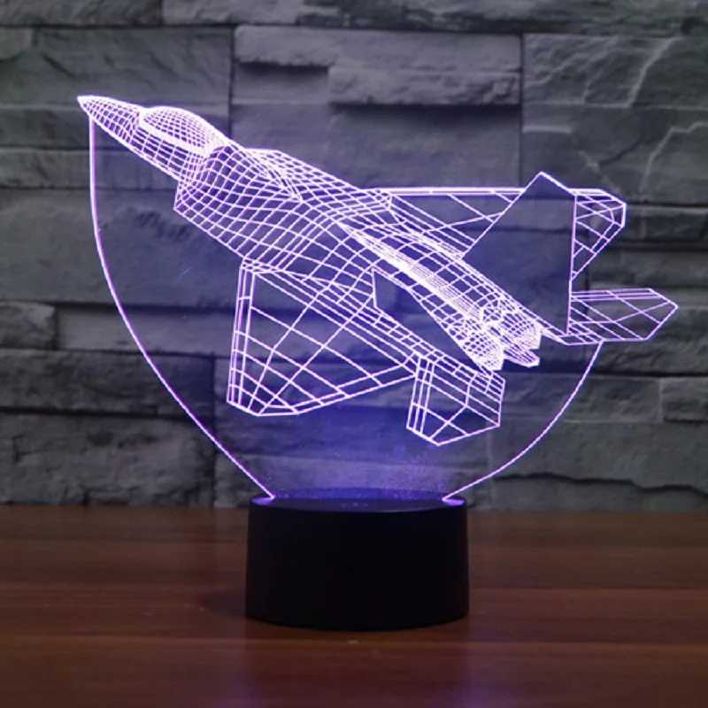 7 цветов сменный ночник 3D светодиодный авиационный самолет моделирование сенсорная кнопка Usb Самолет настольная лампа домашний декор Освещение для подарков