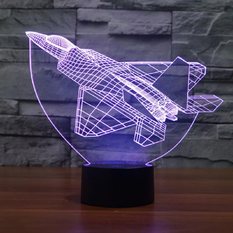 7 видов цветов Изменение ночник 3D Led авиационный самолет моделирование сенсорная