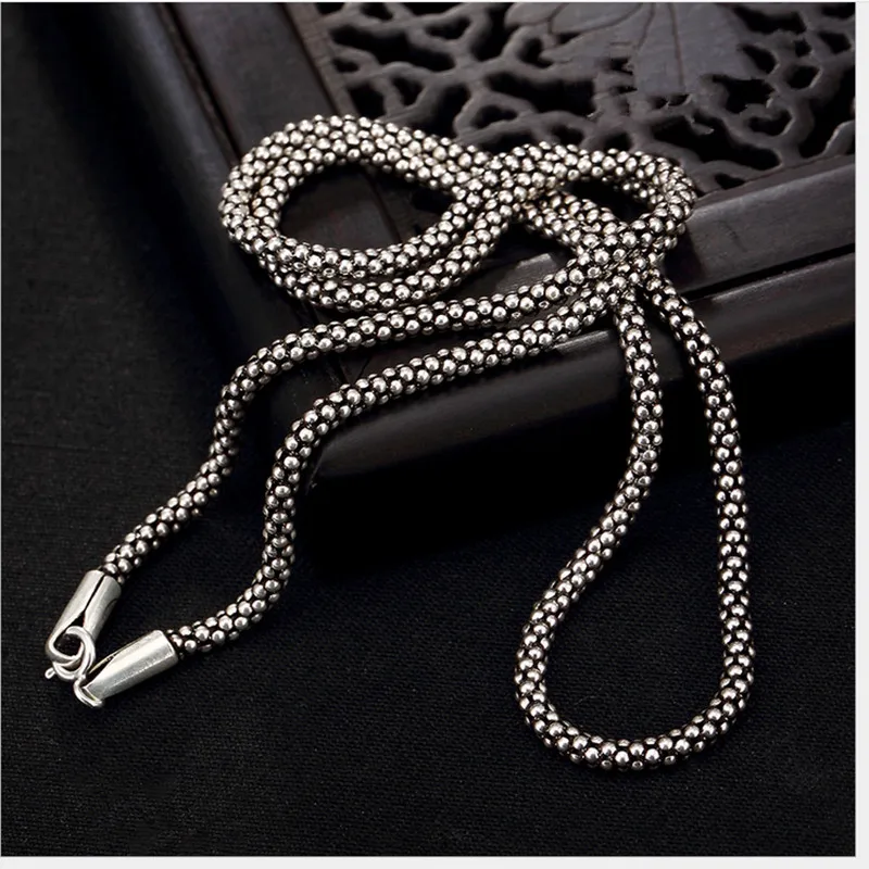 Ceny Brzydkie prawdziwe 925 srebro naszyjniki bez wisiorek Unisex Fine Jewelry 2MM 3MM grube Leopard Bone łańcuchy Collier Bijoux