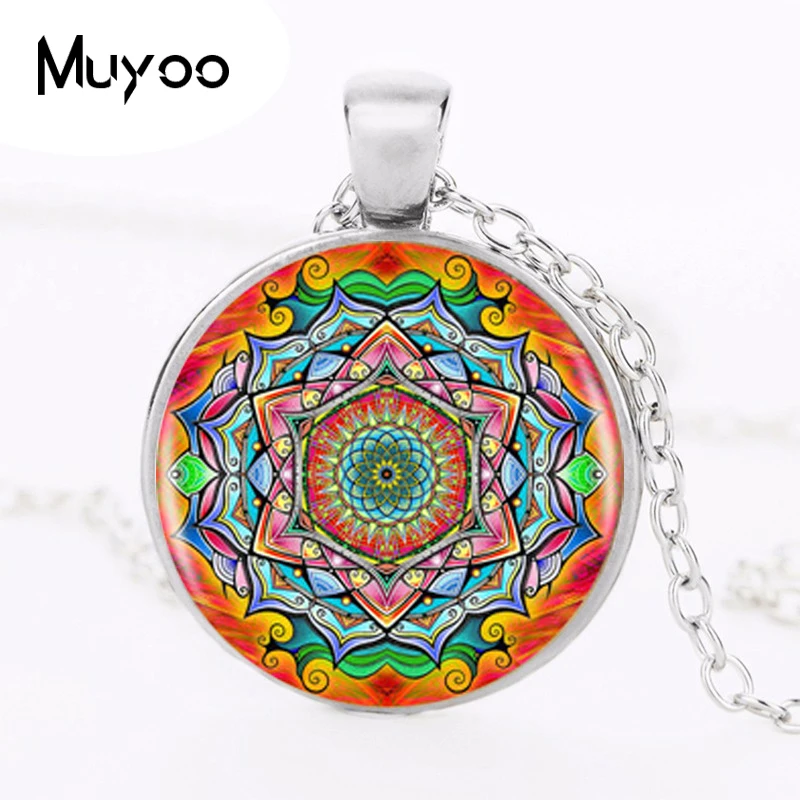 Buddhism Mandala Pendant Necklace Om Yoga Art Chakra Sacred Geometry Pendant Religious Jewelry Amulet Necklace HZ1