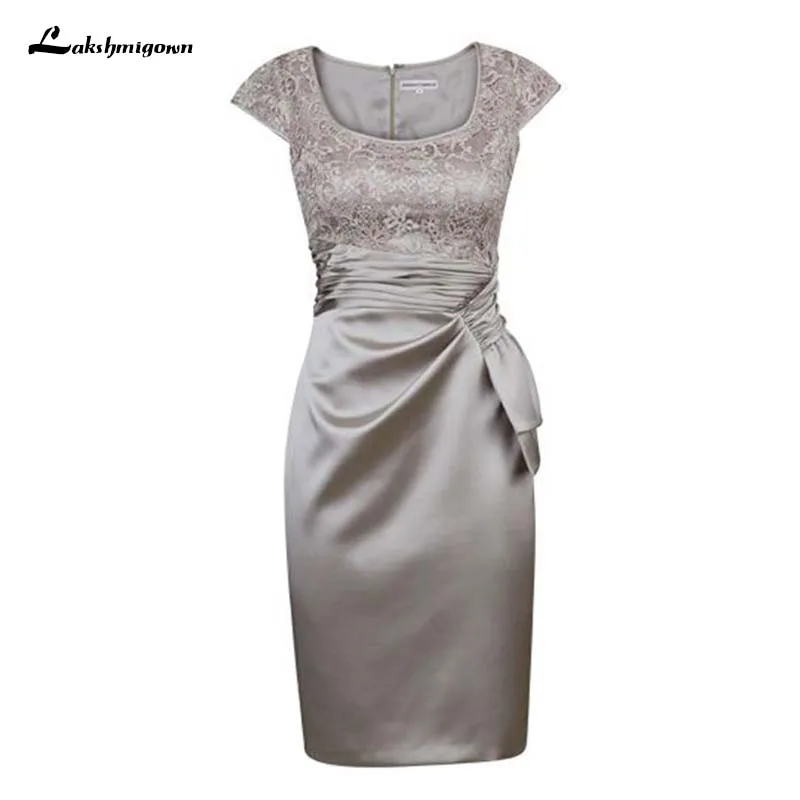 

Fashion Scoop Cap Sleeves knee-length Mother of the Bride Dress Knee Length Short Mother Dress For Wedding