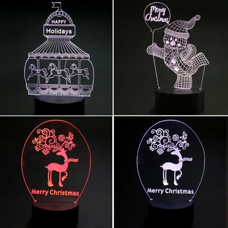 

Christmas Santa Claus/Snowman/Deer/Tree 3D Visual Light LED Acrylic Light Touch Switch Table Lamp Christmas Decorations for Home