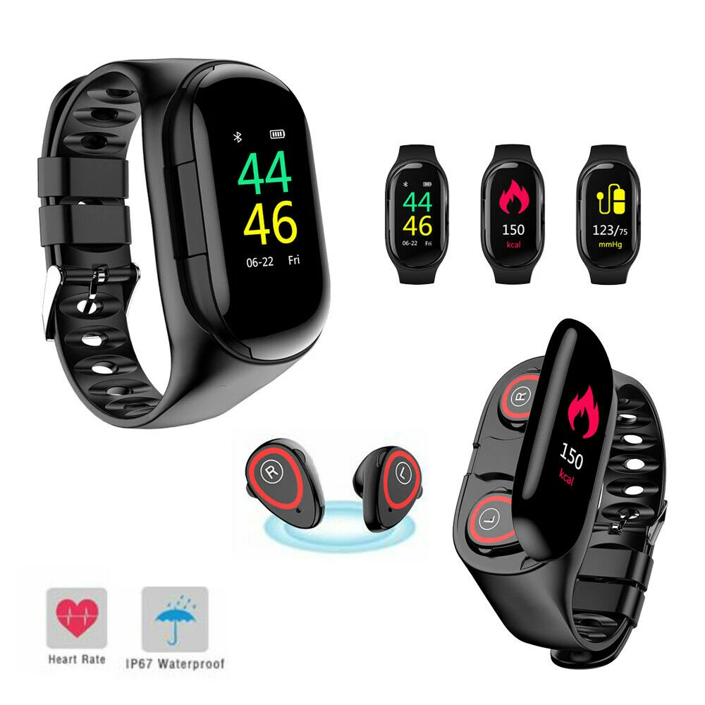 

Newest M1 Smart Wristband with Bluetooth Earphone Heart Rate Monitor Smart Bracelet Long Time Standby Sport Watch for Men Women