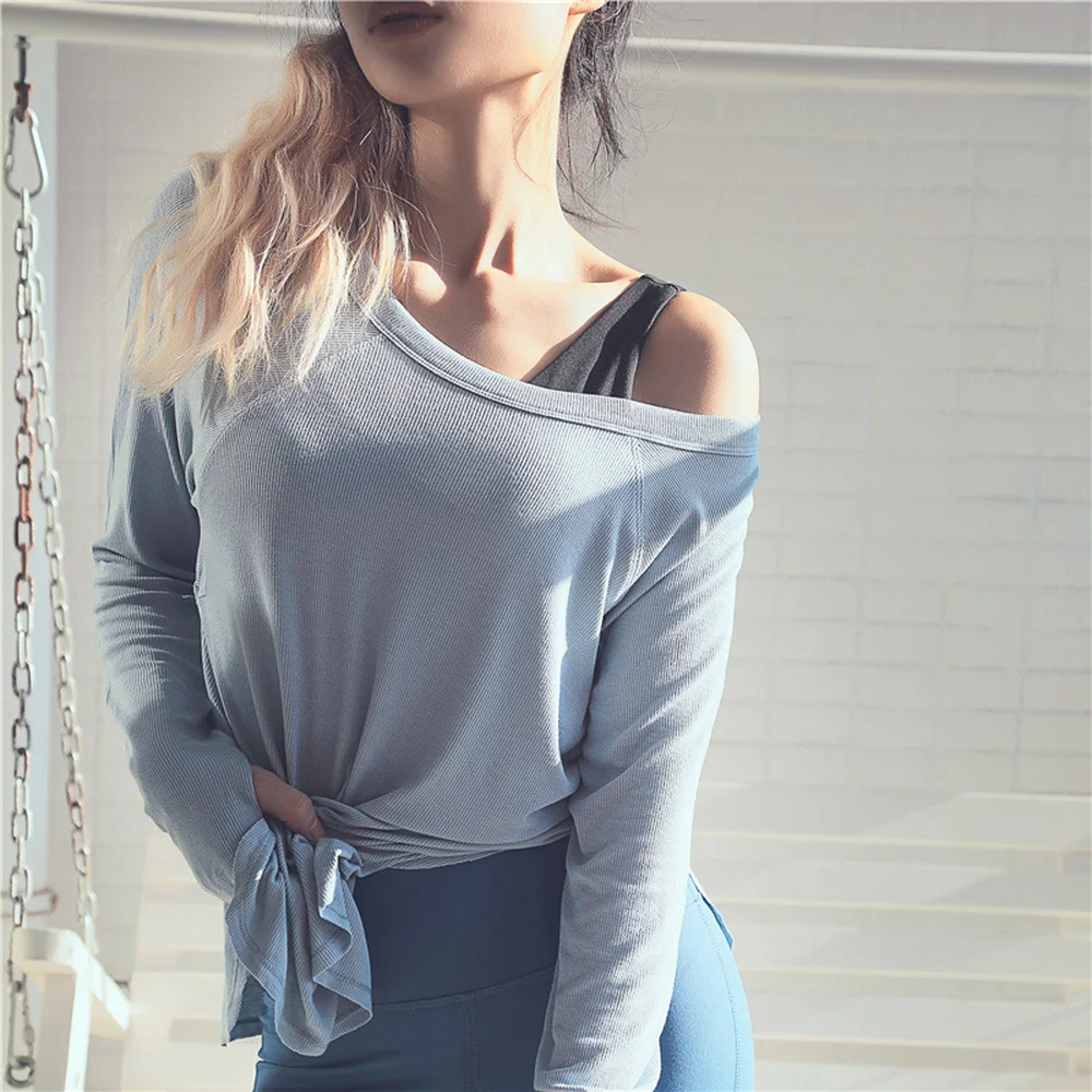 

Loose breathable sports Yoga suit lady running quick-drying top long-sleeved fitness suit