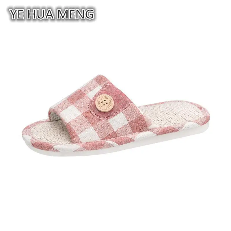 New linen slippers home indoor extra thick anti skid fabric house